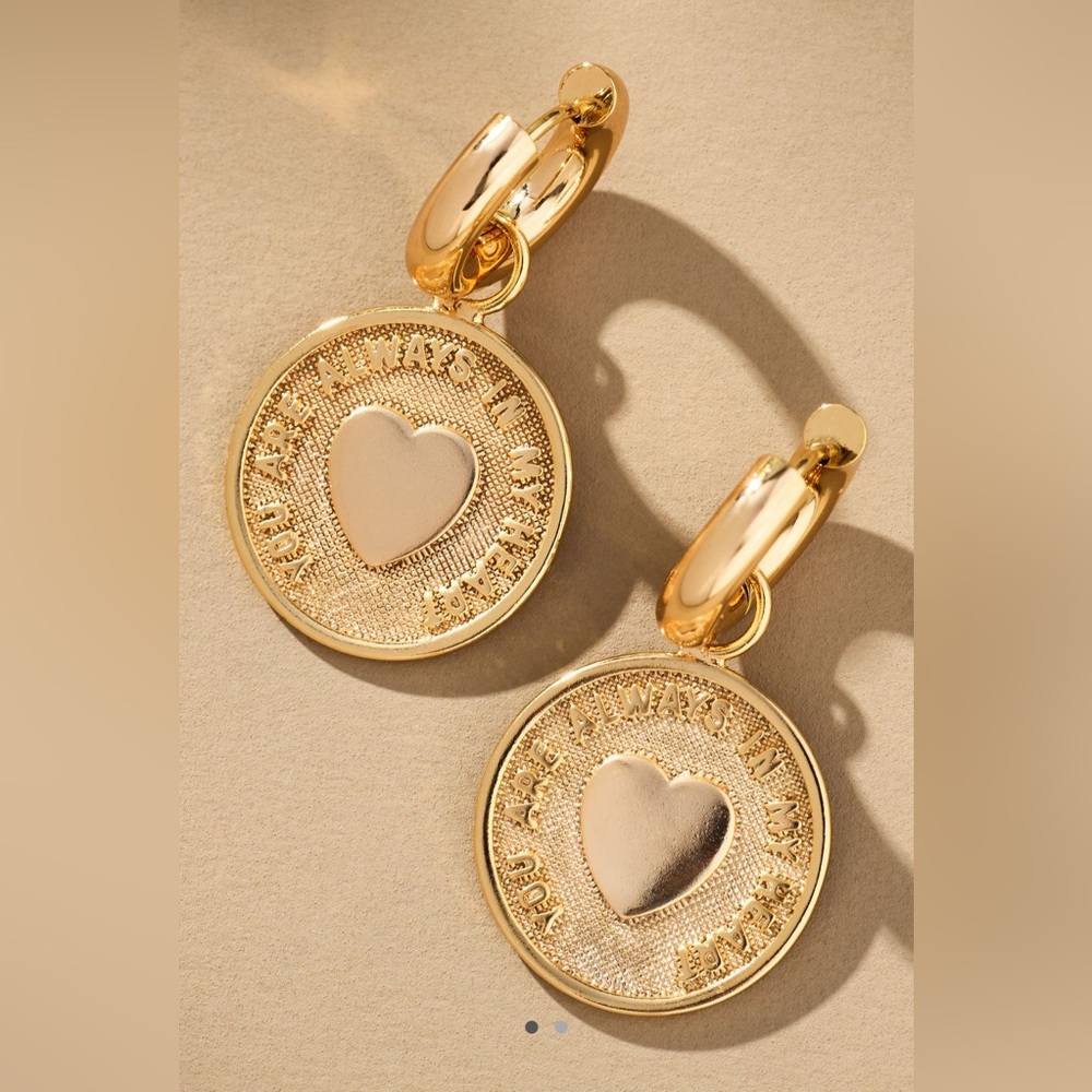 Anthropologie Heart Charm Huggie Earrings